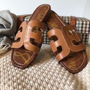 Sam Edelman Bay Slide Leather Sandal Saddle 7.5